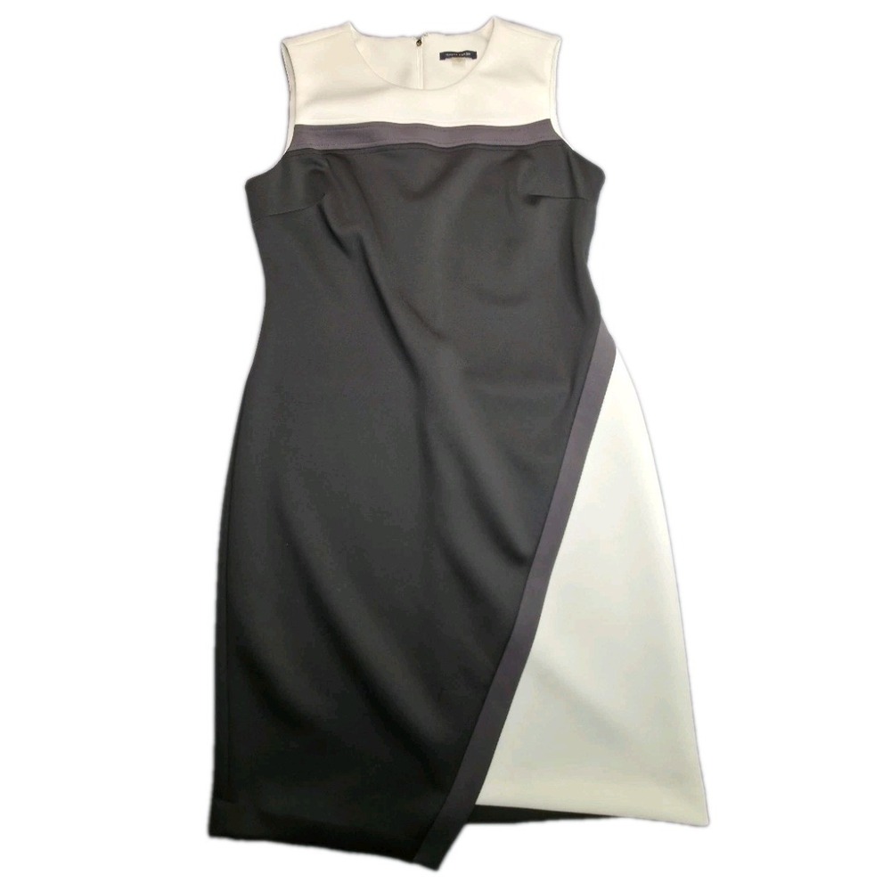 Tommy‎ Hilfiger Women Colorblock Sheath Dress Sleeveless BlackWhite Gray Size 14